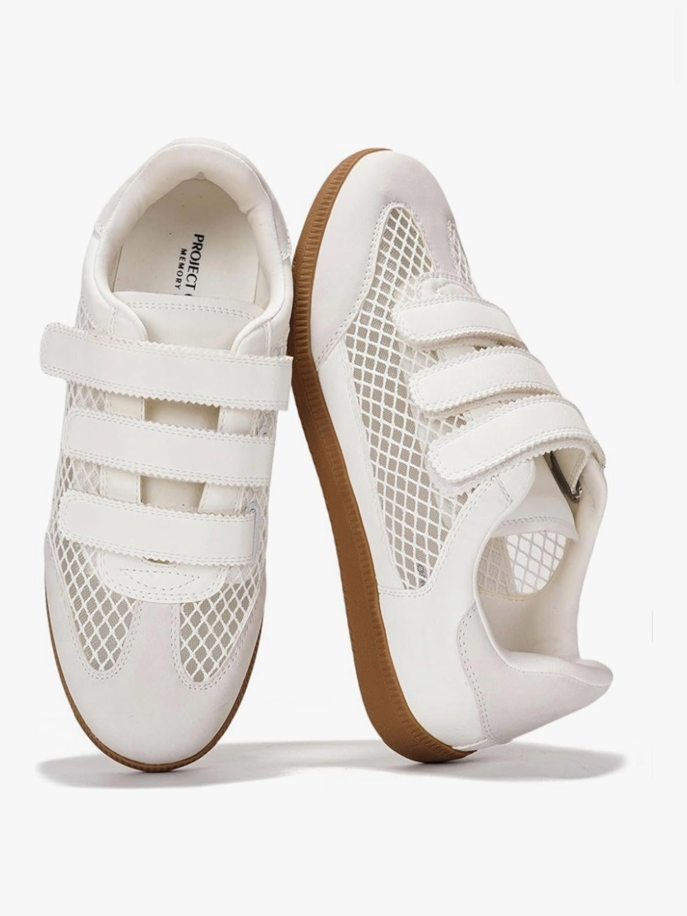 Project Cloud White Mesh Velcro Athletic Sneakers